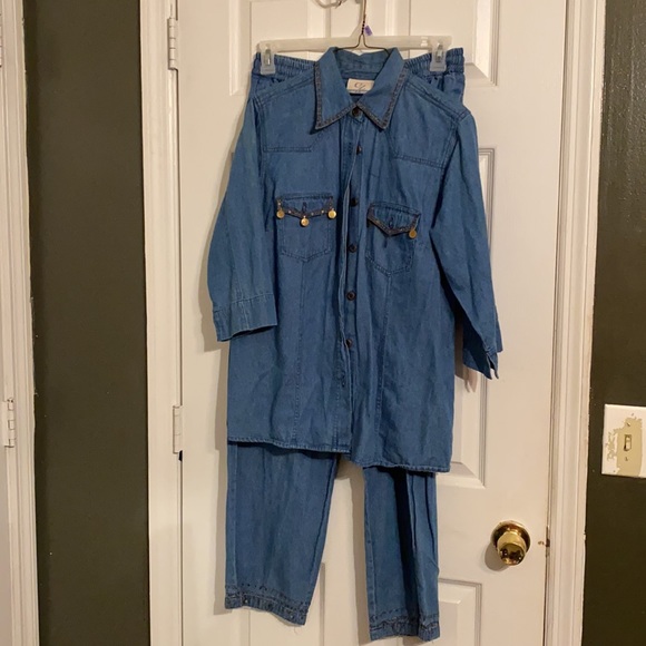 Matching Blue Jean Outfit with embellishments - Picture 1 of 8